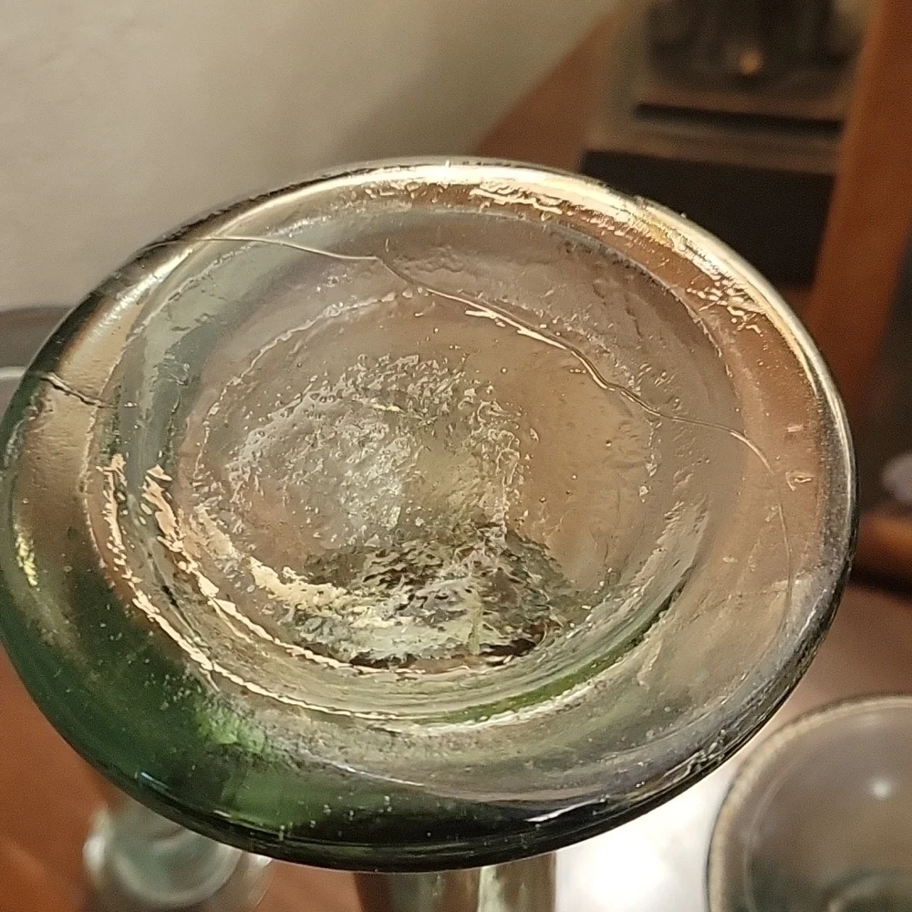 VTG Contemporary Recycled Green Glass Candlestick Holders Bud Vases Set